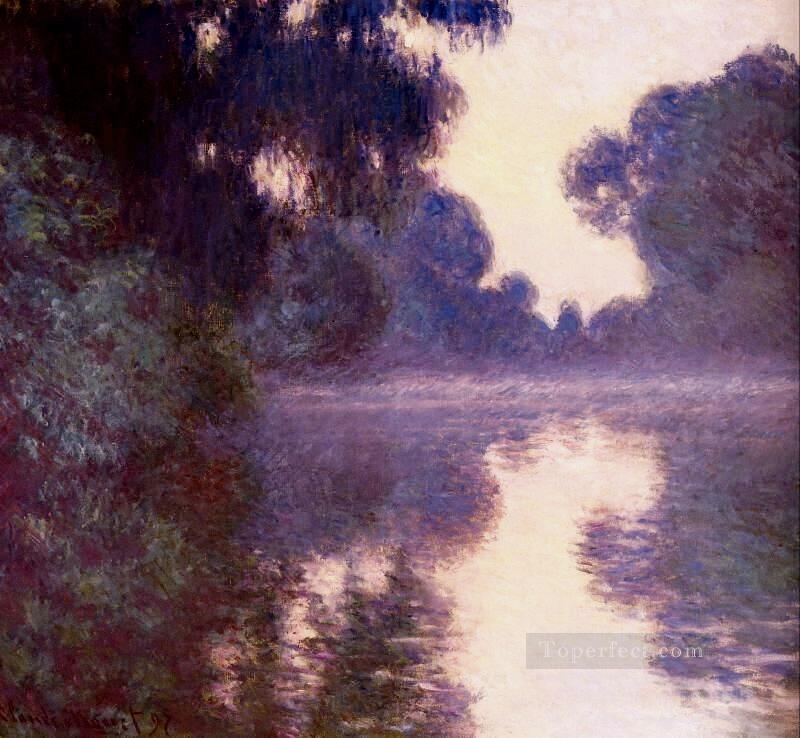 Misty morning on the Seine blue Claude Monet Oil Paintings